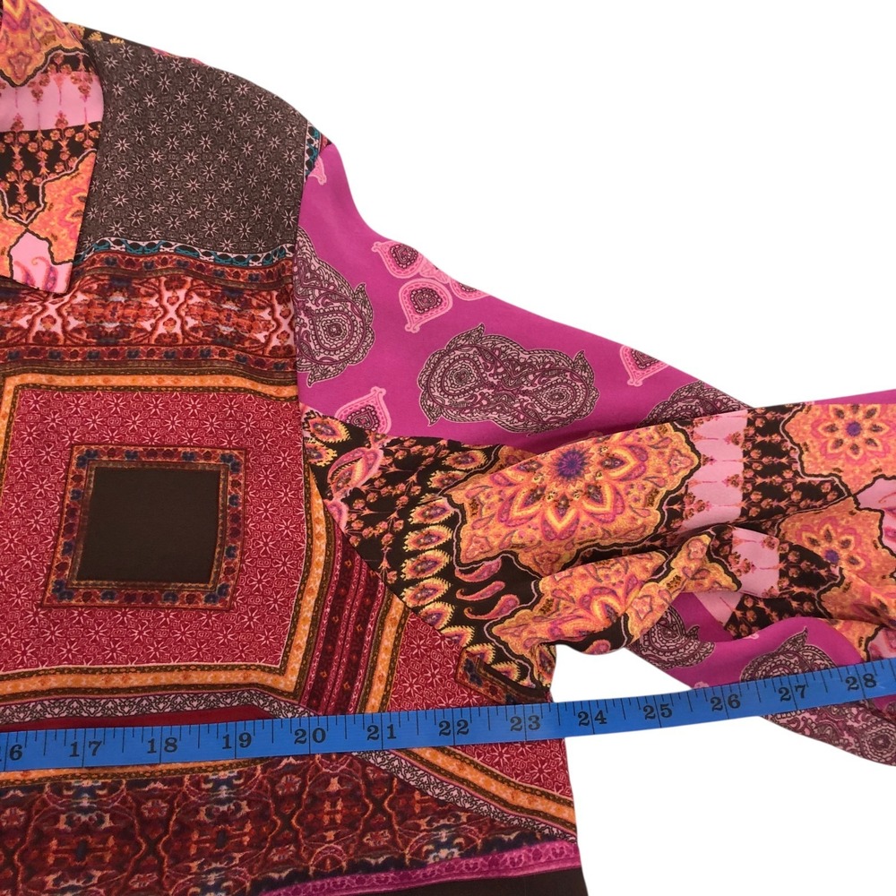 Rose + Olive Tunic Top Size 1X Button Up Floral Paisley‎ Print Shirt Boho Artsy - Picture 6 of 8